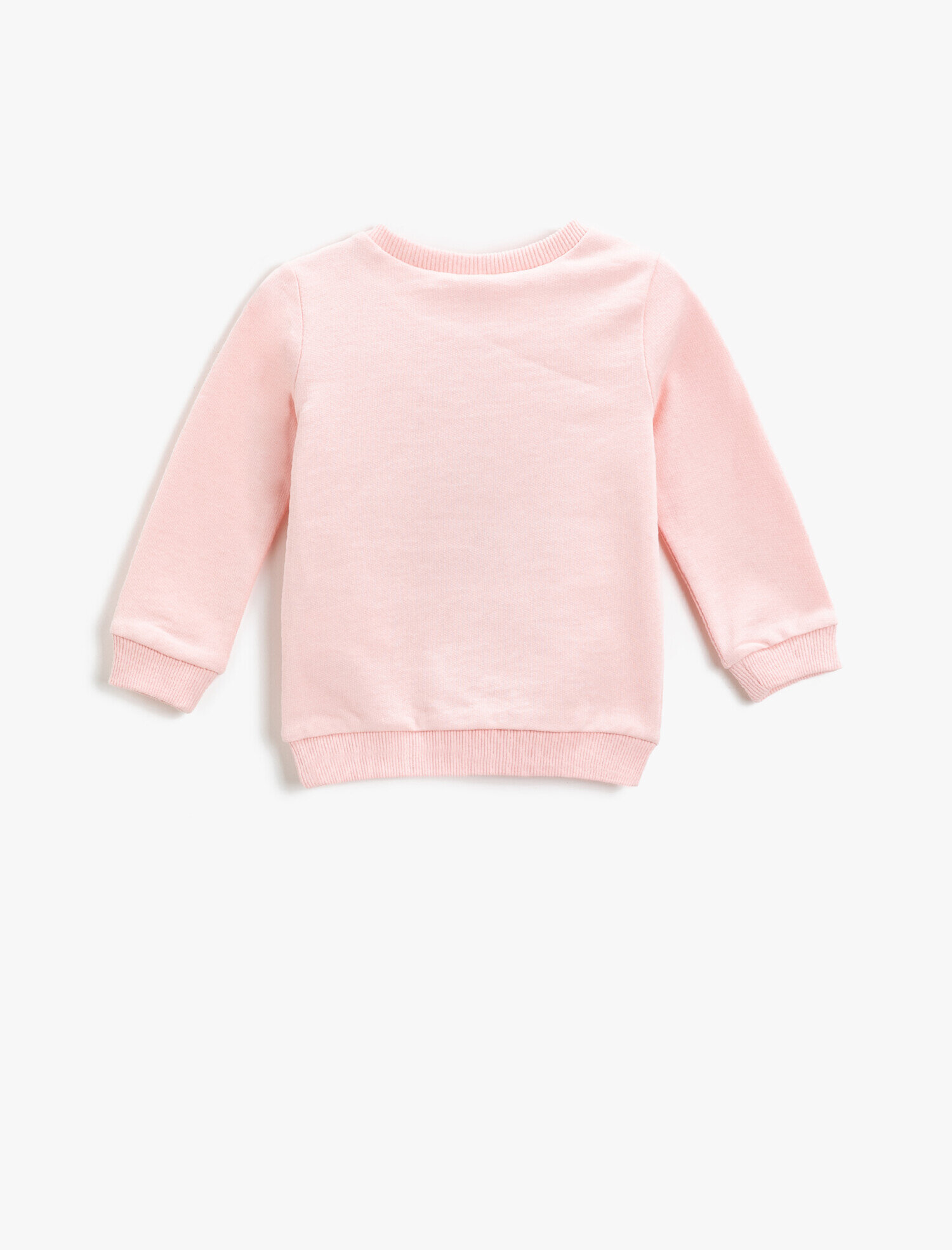  Kız Bebek Simli Baskılı Bisiklet Yaka Sweatshirt Pamuklu