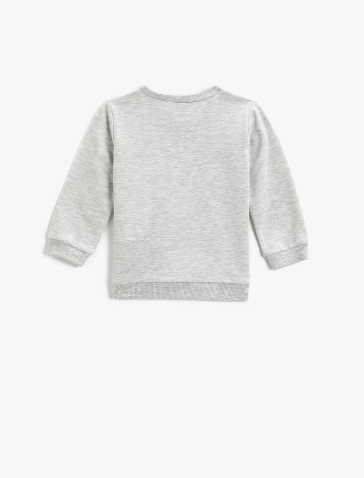 Erkek Bebek Hayvan Baskılı Sweatshirt Bisiklet Yaka