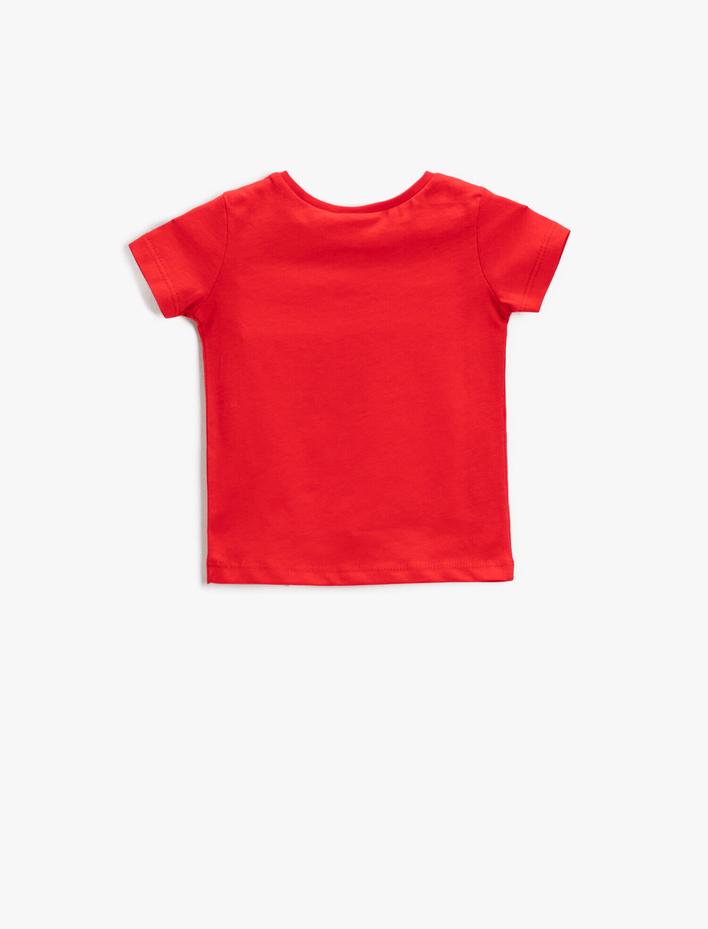 Kız Bebek Dondurma Baskılı Kısa Kollu Tişört Pamuklu