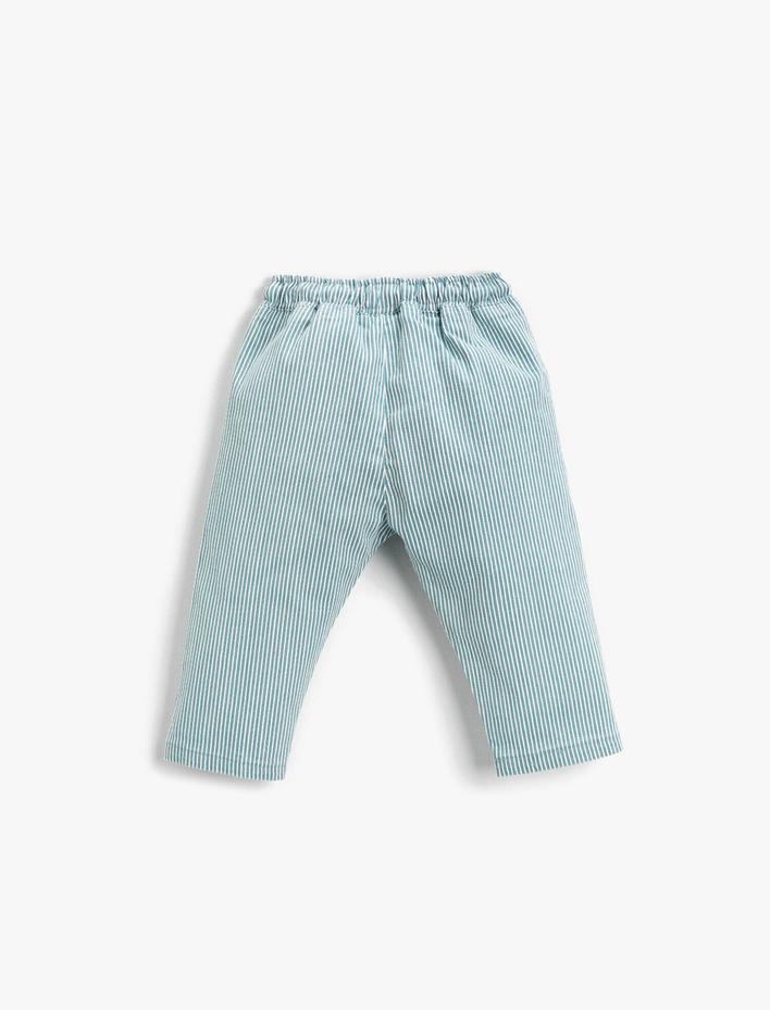 Erkek Bebek Belden Bağlamalı Pantolon Pamuklu