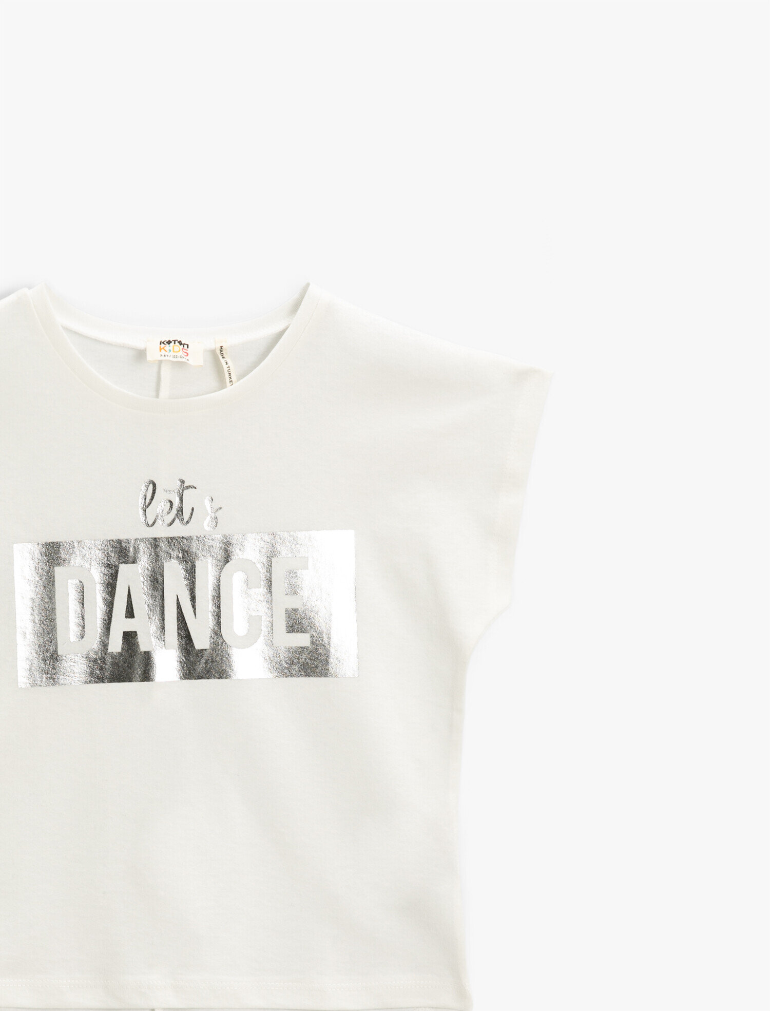  Kız Çocuk Slogan Baskılı Kısa Kollu Tişört Pamuklu