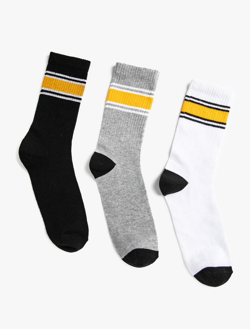  Erkek 3'lü Desenli Çorap Seti