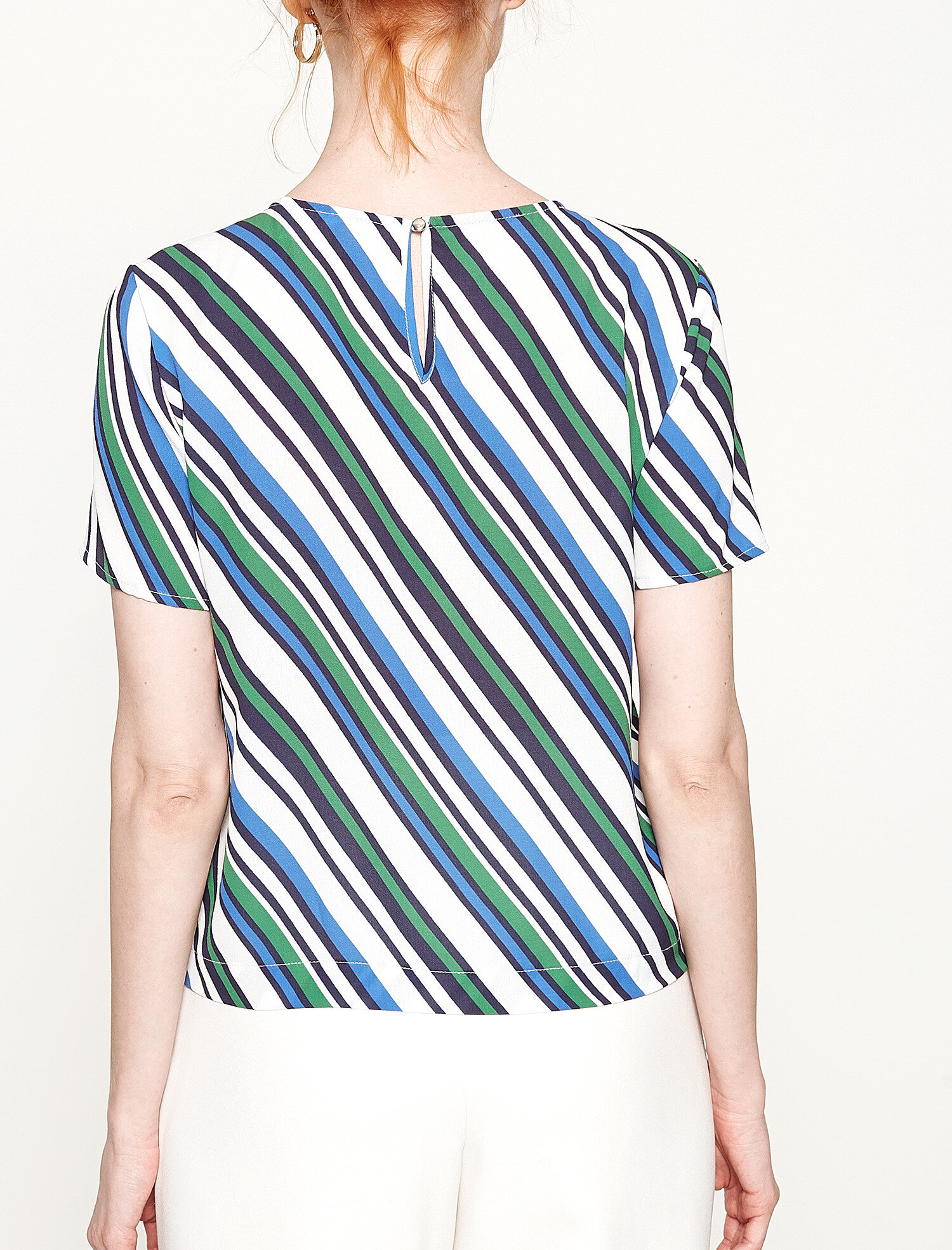   Desenli Bluz Kısa Kollu