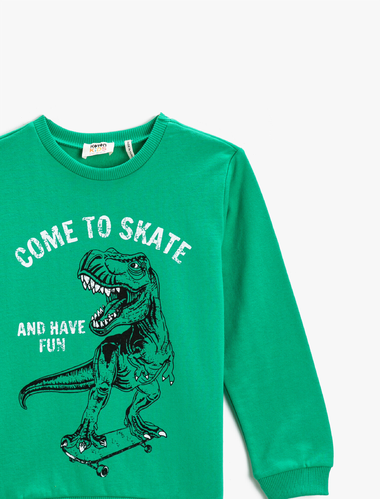  Erkek Çocuk Dinozor Baskılı Sweatshirt Pamuklu Uzun Kollu