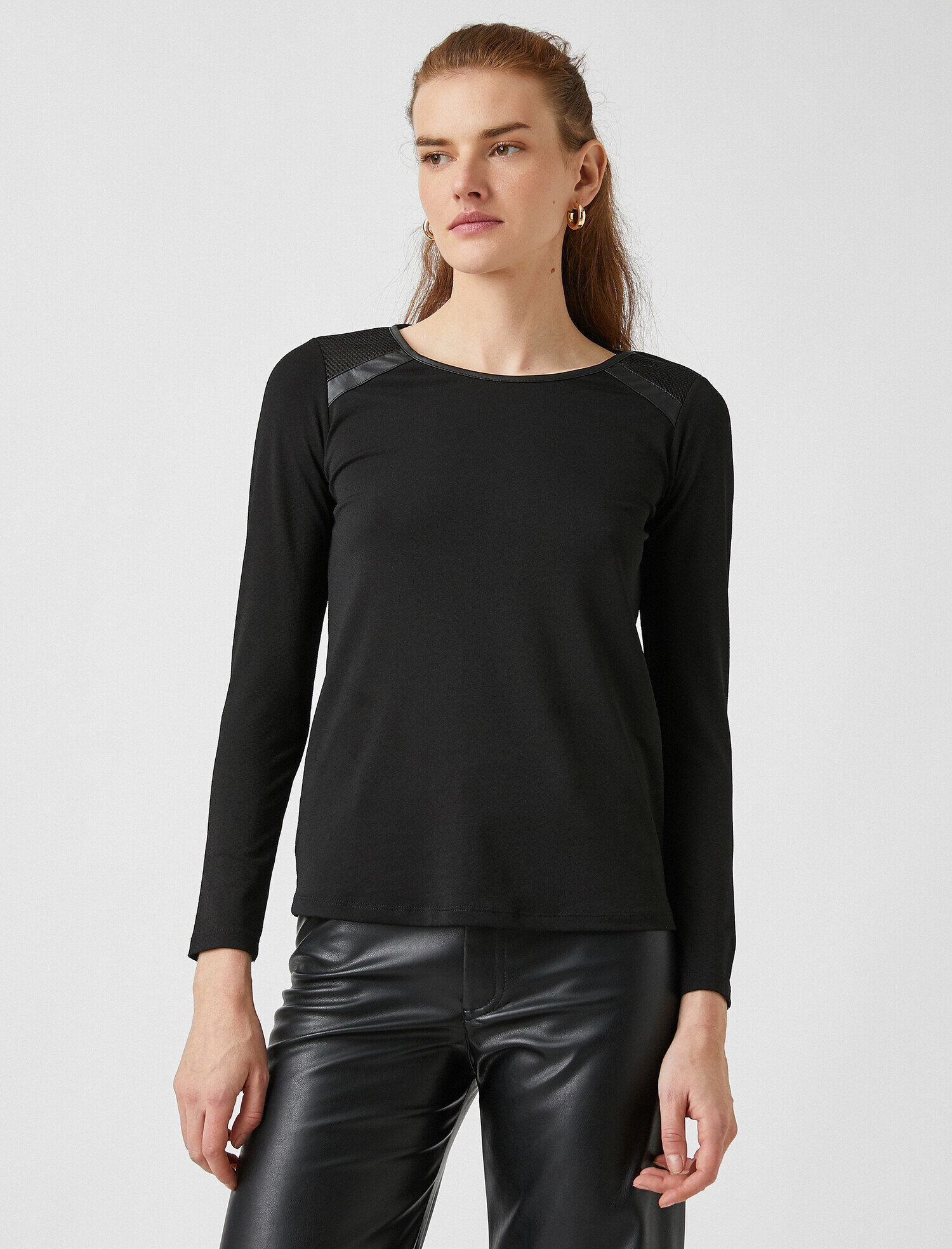   Bisiklet Yaka Bluz Uzun Kollu