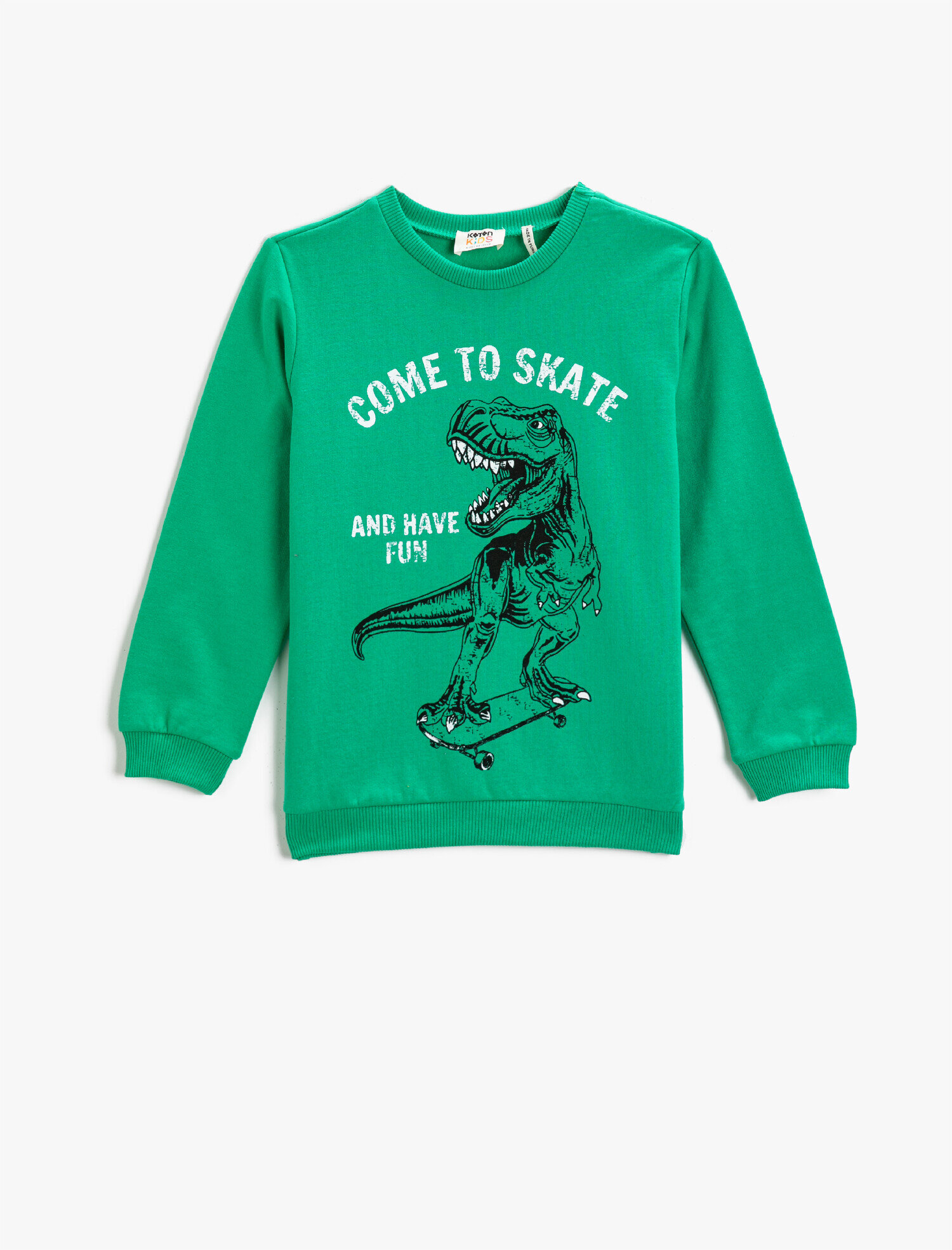  Erkek Çocuk Dinozor Baskılı Sweatshirt Pamuklu Uzun Kollu