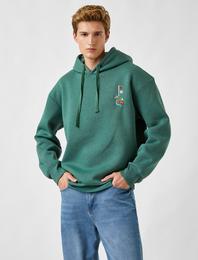 Ejderha İşlemeli Kapşonlu Sweatshirt