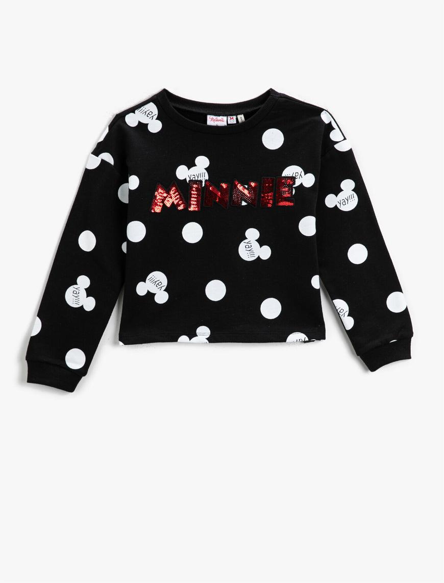  Kız Çocuk Minnie Mouse Lisanslı Pullu Sweatshirt