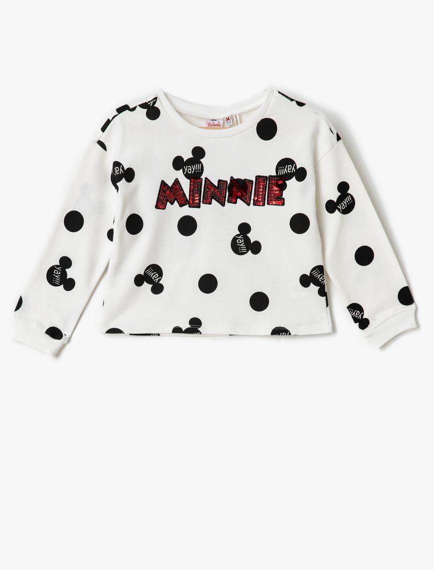  Kız Çocuk Minnie Mouse Lisanslı Pullu Sweatshirt