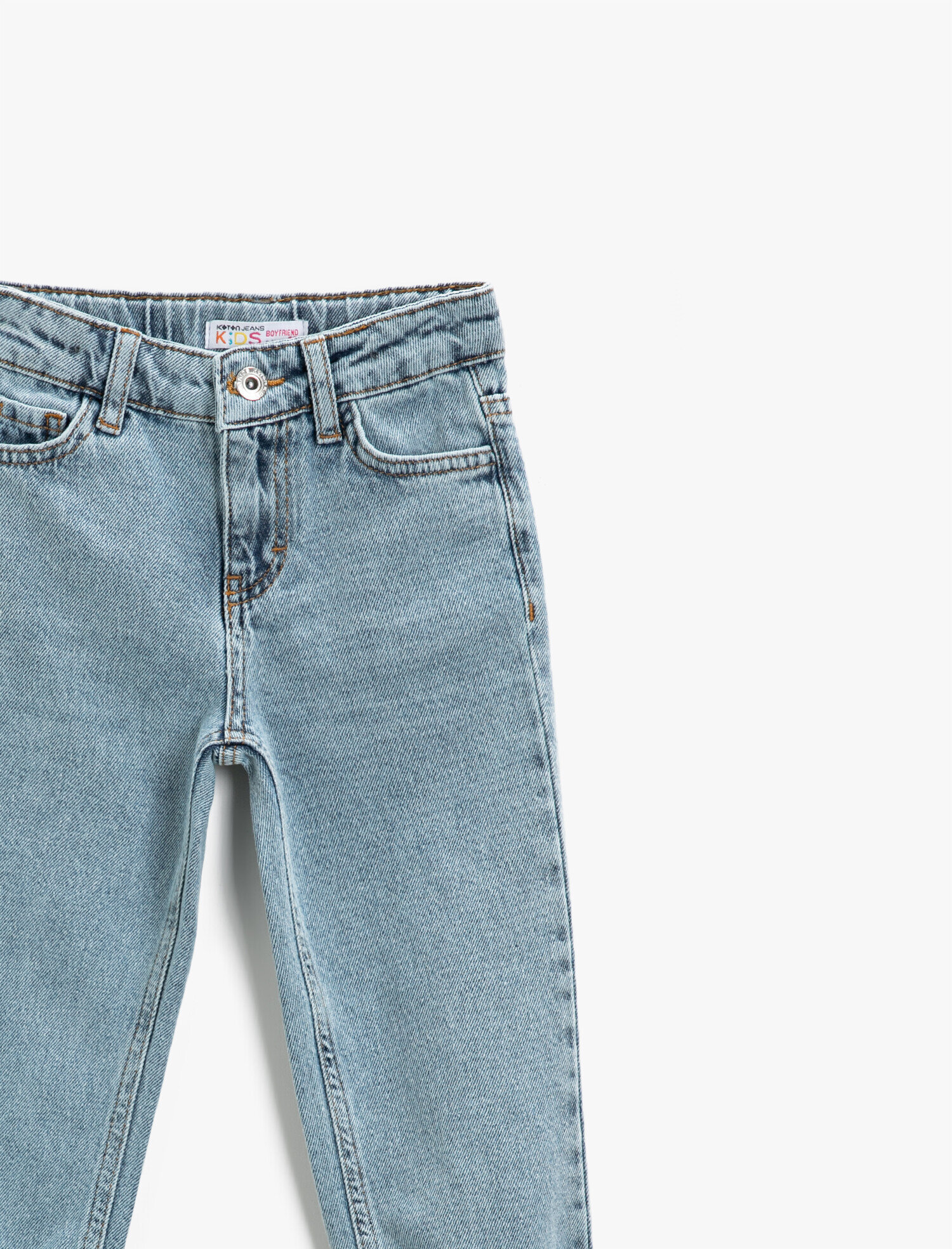  Kız Çocuk Jogger Kot Pantolon Pamuklu Cepli Düğmeli - Jegging Jean