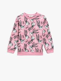 Bugs Bunny Lisanslı Baskılı Sweatshirt Bisiklet Yaka Pamuklu