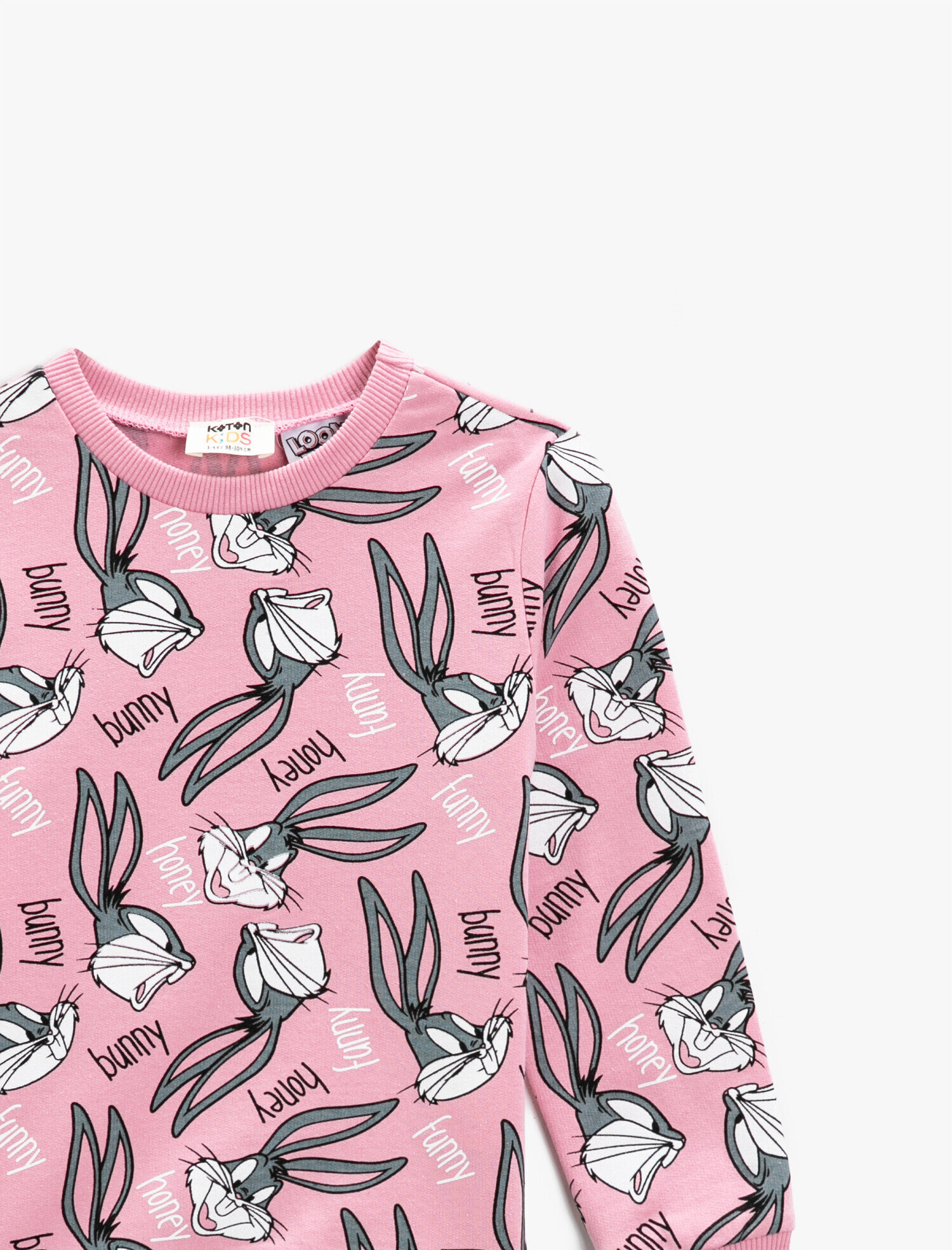 Kız Çocuk Bugs Bunny Lisanslı Baskılı Sweatshirt Bisiklet Yaka Pamuklu