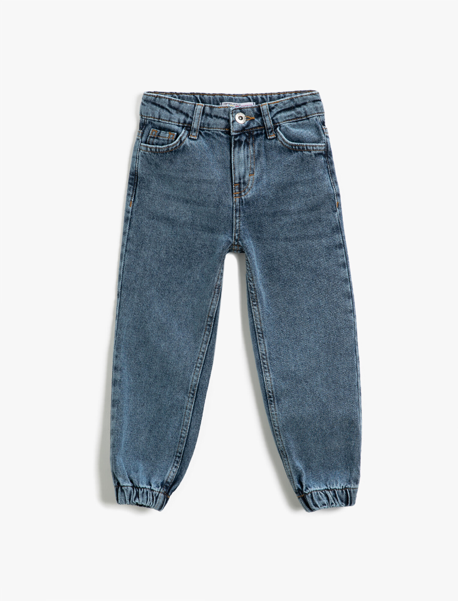  Kız Çocuk Jogger Kot Pantolon Pamuklu Cepli Düğmeli - Jegging Jean