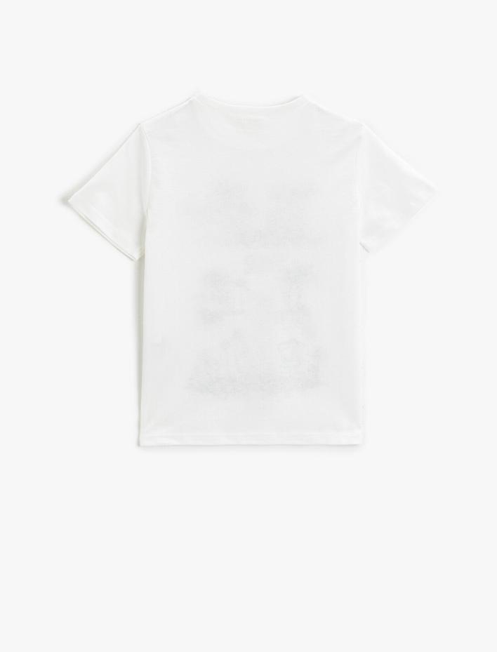 Erkek Çocuk Baskılı Kısa Kollu Tişört Pamuklu Bisiklet Yaka