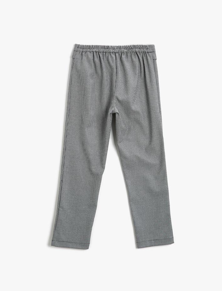 Kız Çocuk Kazayağı Desenli Kemerli Pantolon