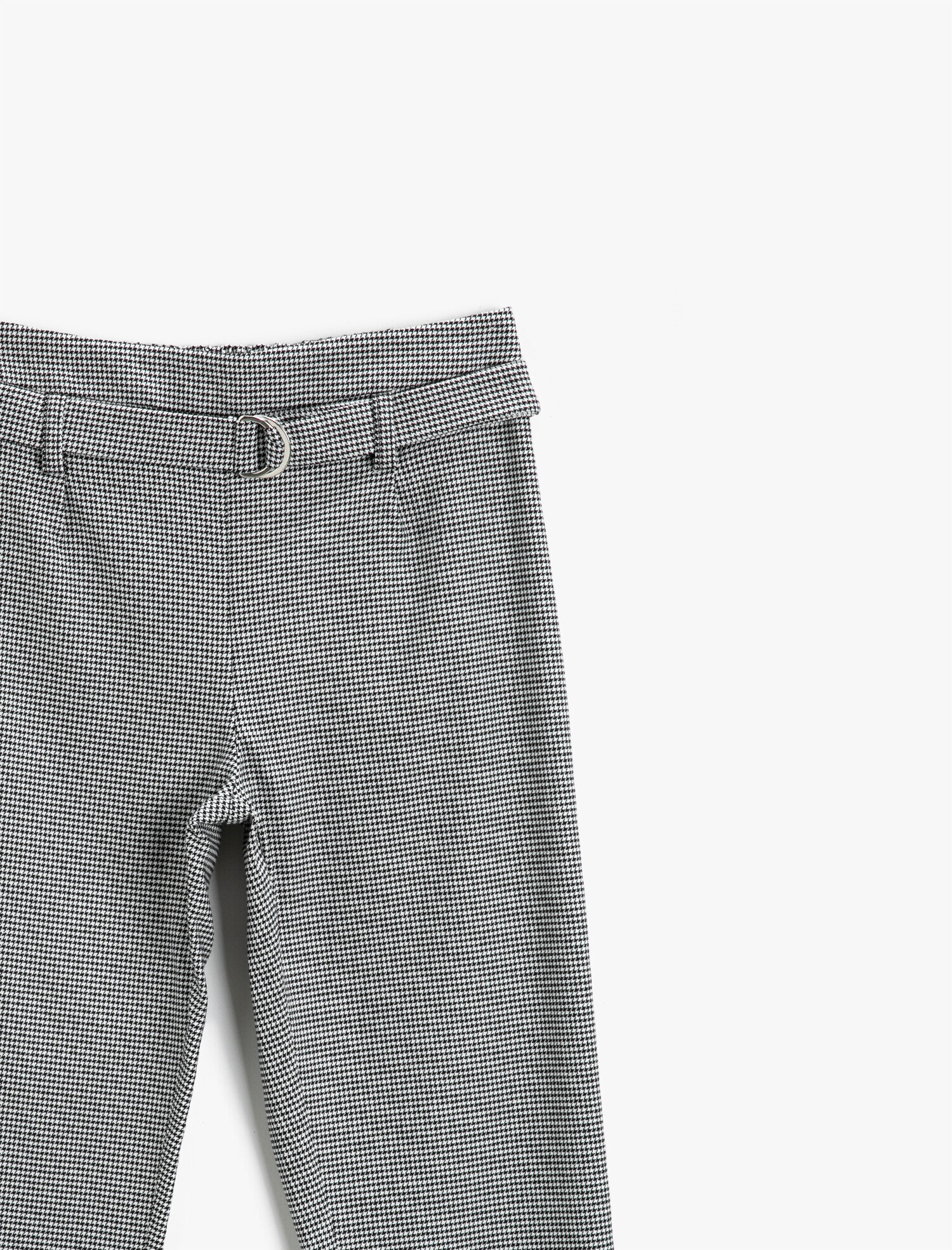  Kız Çocuk Kazayağı Desenli Kemerli Pantolon