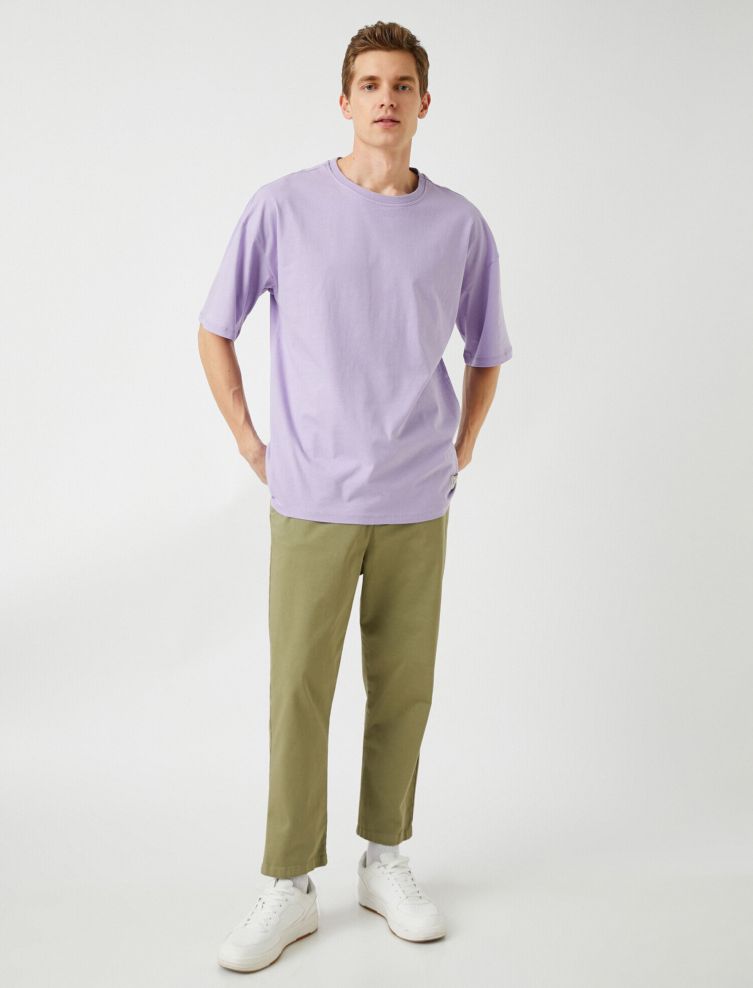   Basic Oversize Tişört Bisiklet Yaka