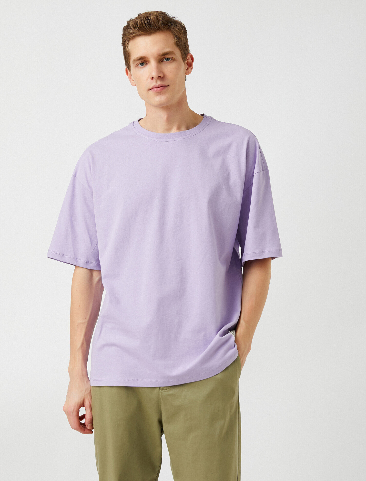   Basic Oversize Tişört Bisiklet Yaka