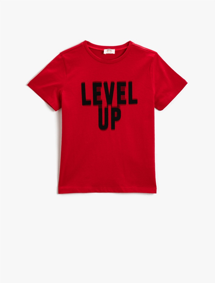 Erkek Çocuk Slogan Baskılı Tişört Pamuklu Kısa Kollu