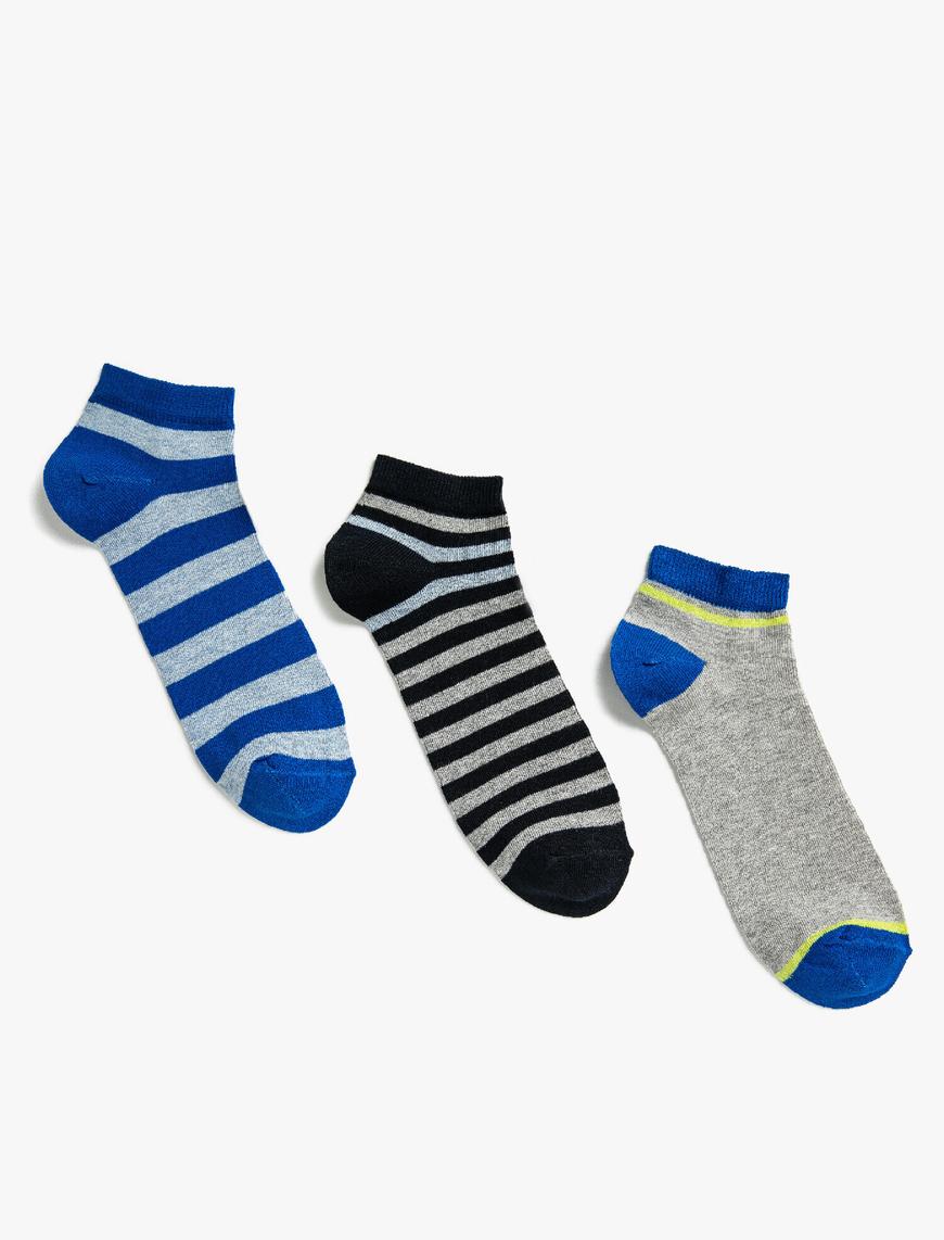  Erkek 3'lü Soket Çorap Çizgili