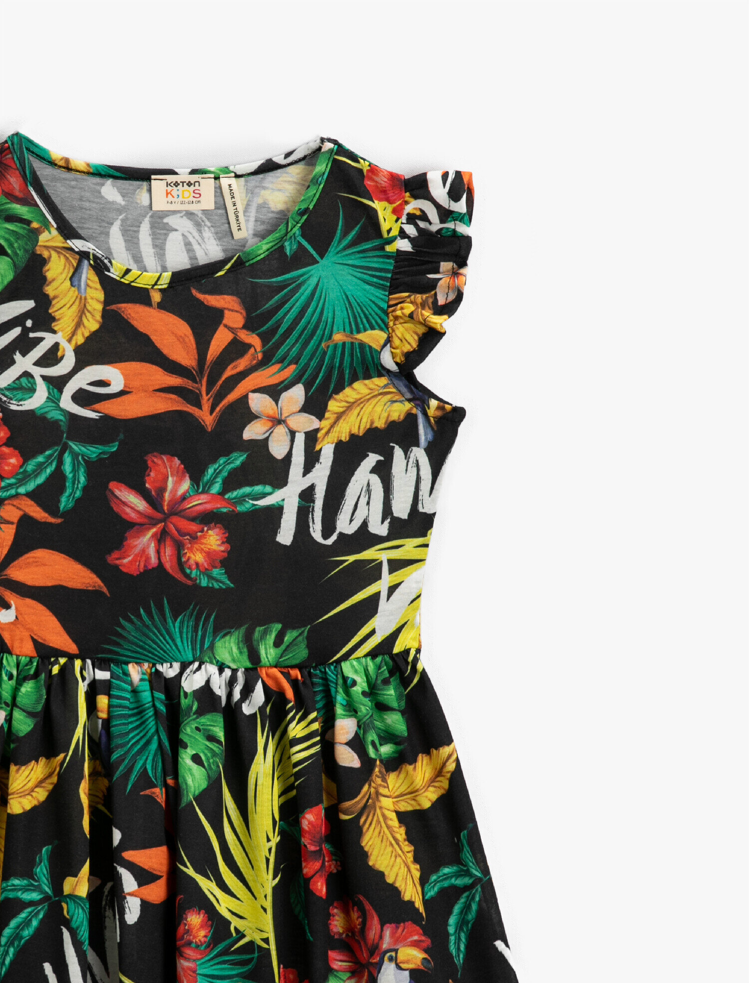  Kız Çocuk Elbise Çiçekli Kısa Kollu Bisiklet Yaka