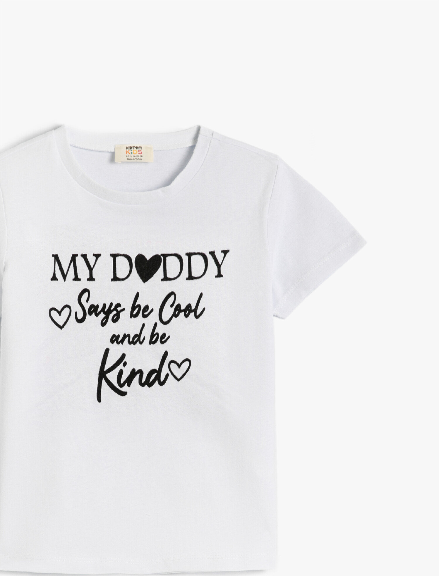  Kız Çocuk Slogan Baskılı Kısa Kollu Tişört Pamuklu