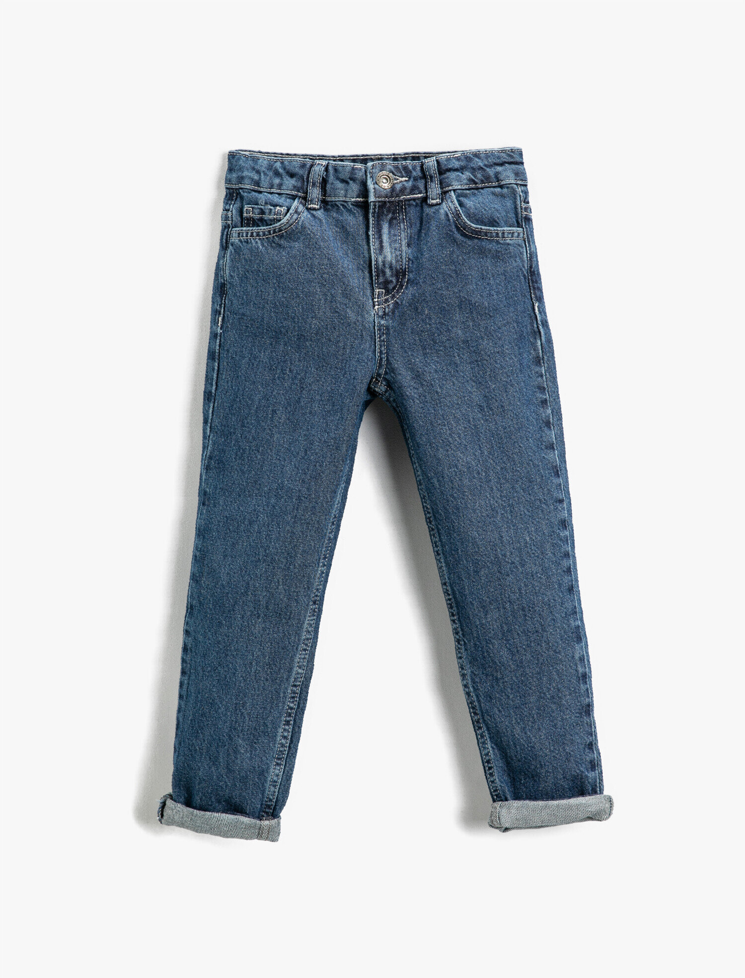  Kız Çocuk Kot Pantolon Cepli Pamuklu - Boyfriend Jean