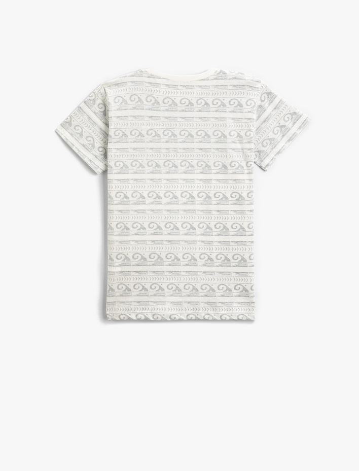 Erkek Çocuk Yaz Temalı Baskılı Kısa Kollu Tişört Pamuklu