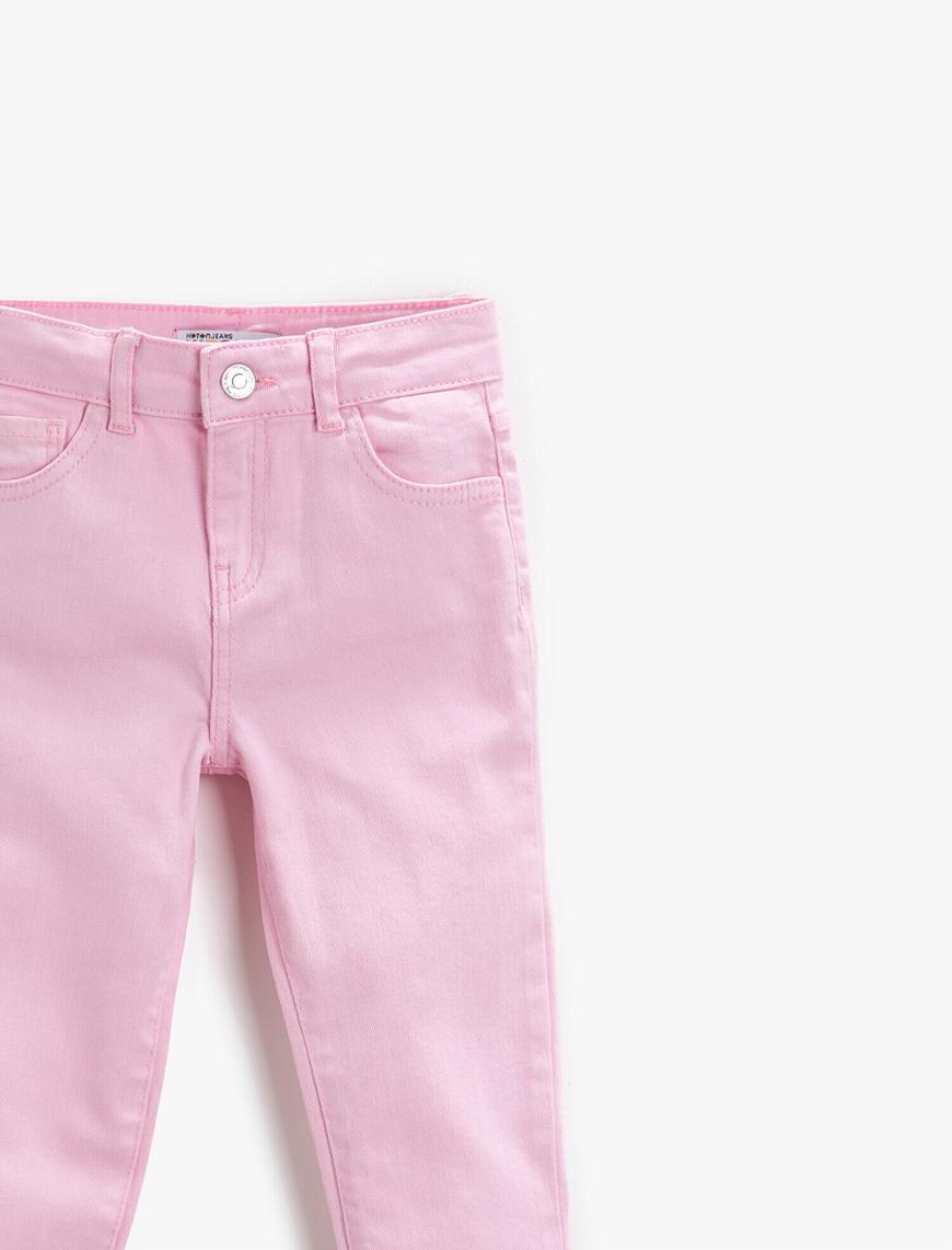  Kız Çocuk Kot Pantolon Basic Pamuklu - Slim Jean