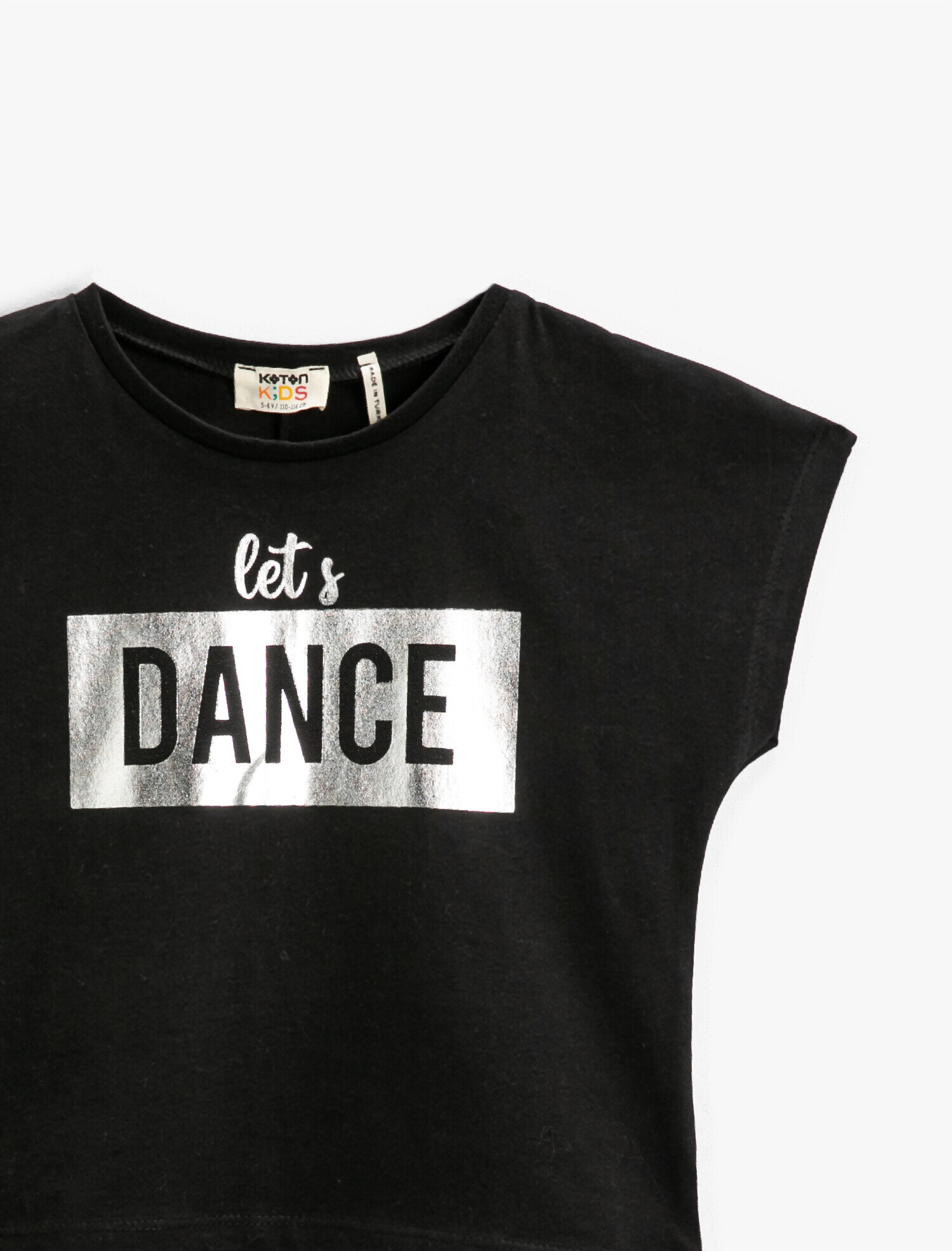  Kız Çocuk Slogan Baskılı Kısa Kollu Tişört Pamuklu