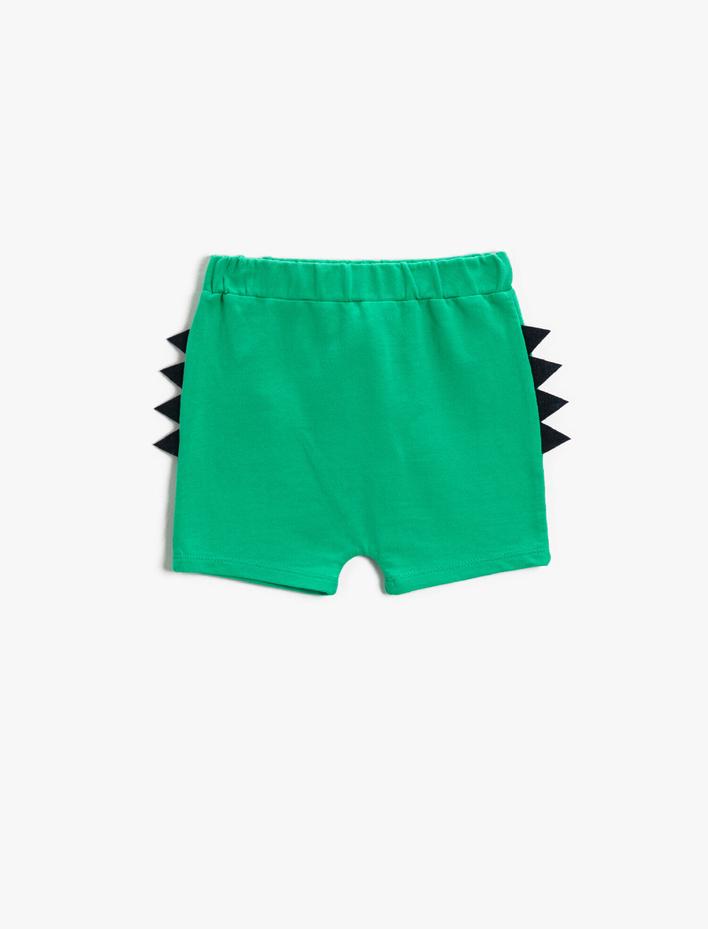 Erkek Bebek Beli Lastikli Dinozor Şort Pamuklu