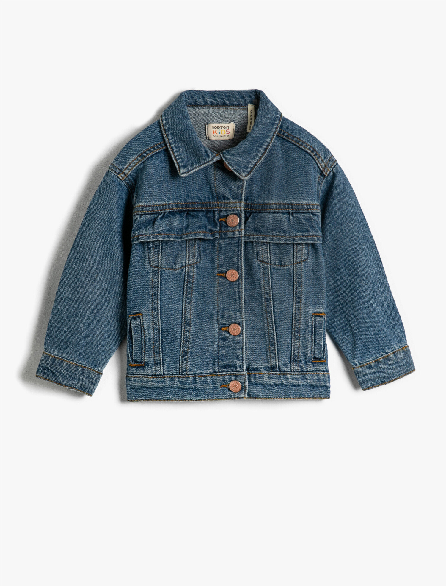  Kız Çocuk Uzun Kollu Kot Ceket Pamuklu