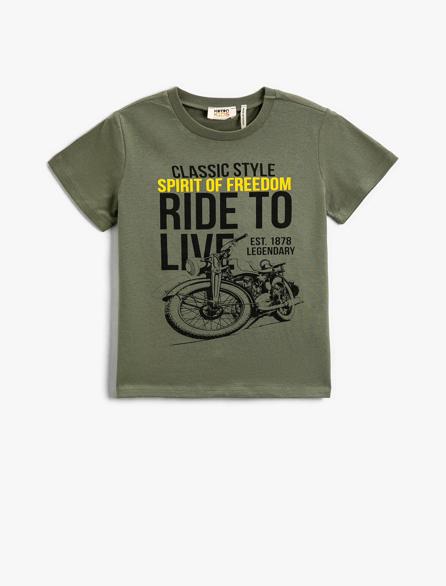  Erkek Çocuk Motosiklet Baskılı Bisiklet Yaka Tişört Pamuklu