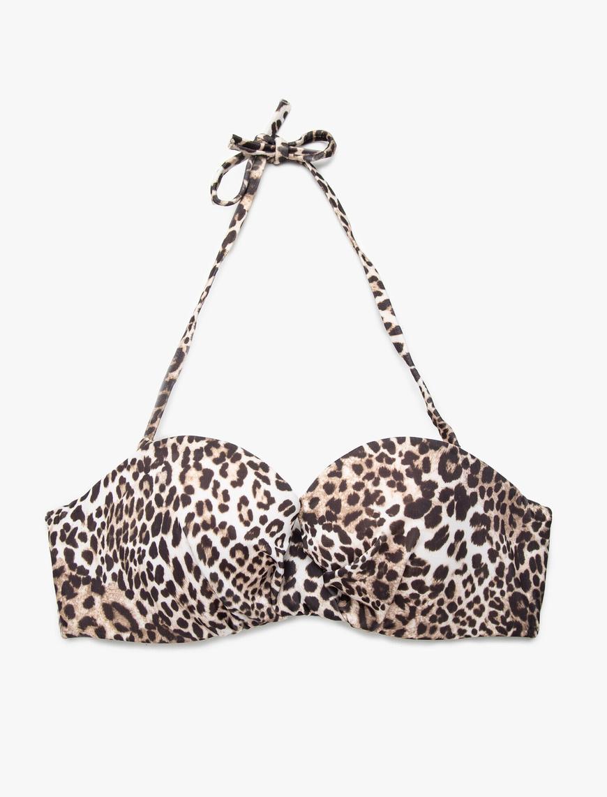   Leopar Desenli Bikini Üstü