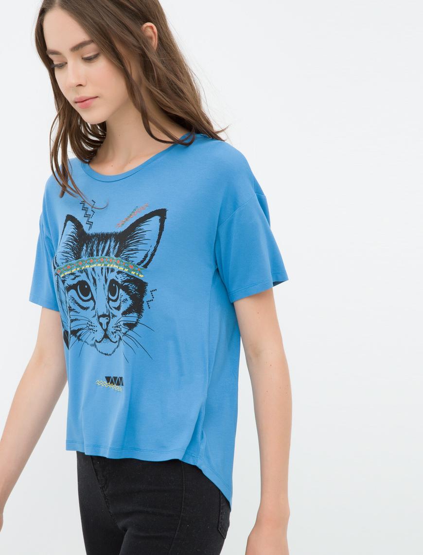   Kedi Baskılı Tişört
