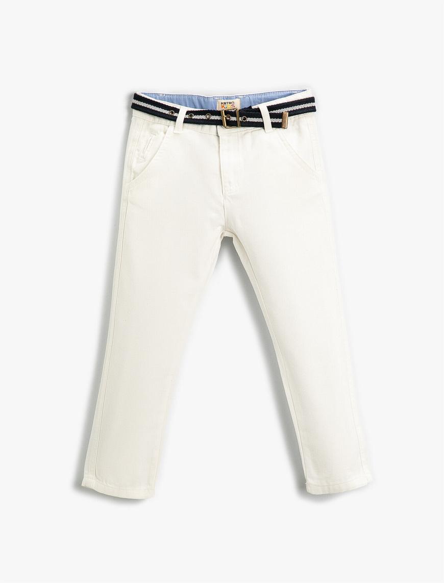  Erkek Çocuk Basic Kemerli Dokuma Pantolon