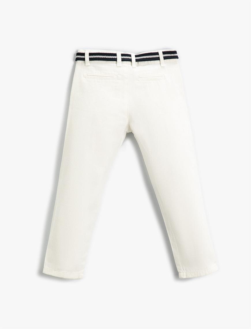  Erkek Çocuk Basic Kemerli Dokuma Pantolon