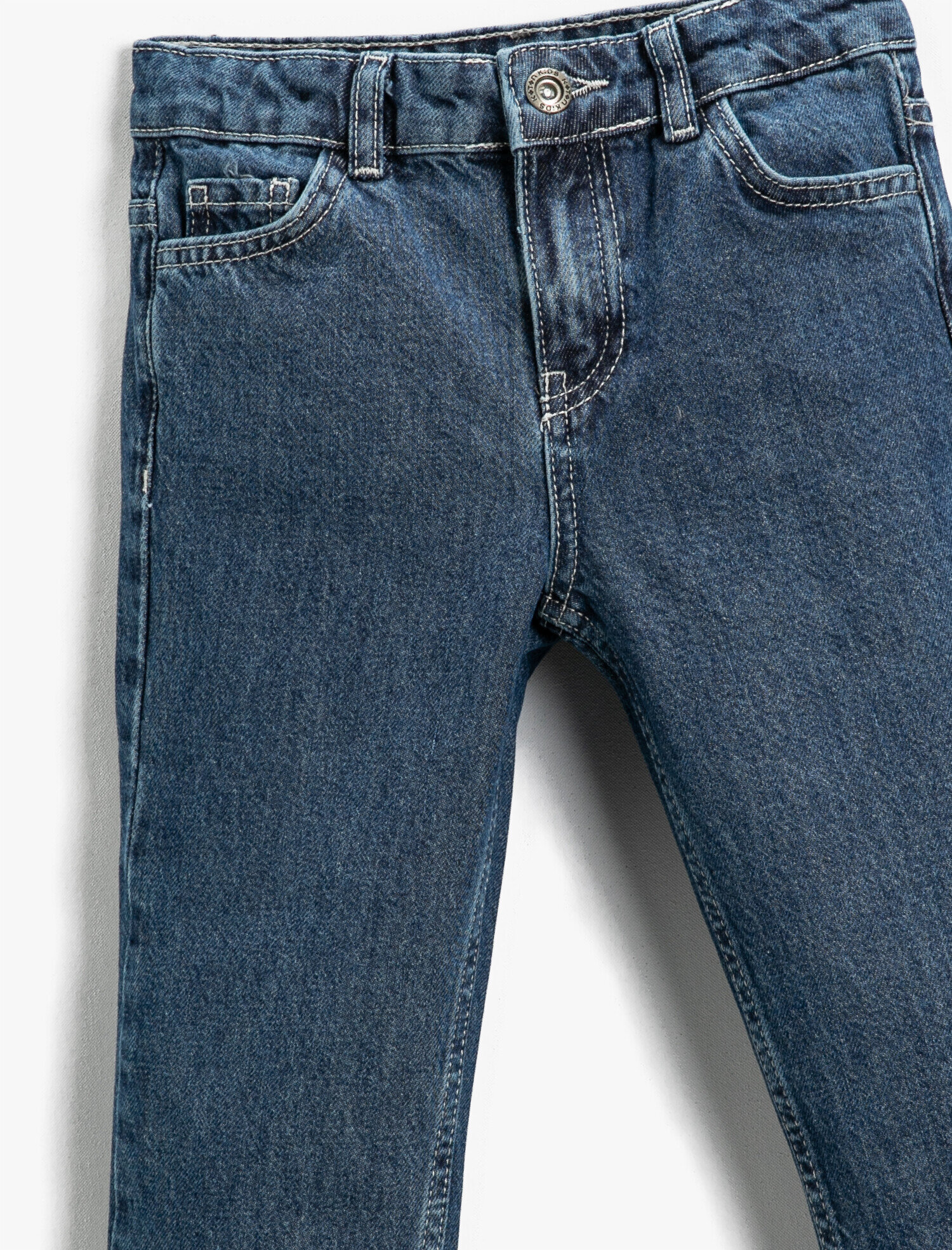  Kız Çocuk Kot Pantolon Cepli Pamuklu - Boyfriend Jean