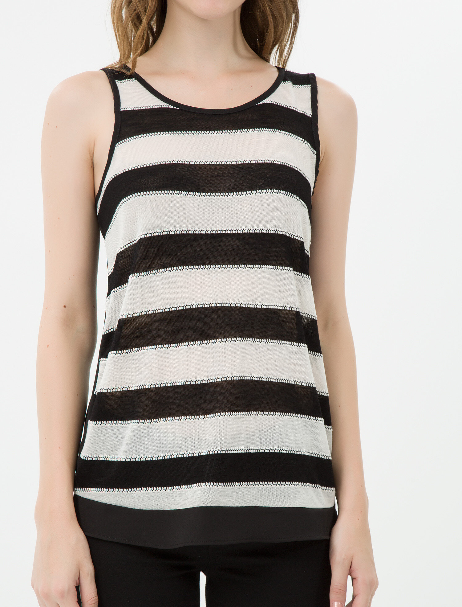   Çizgili Kolsuz Bluz