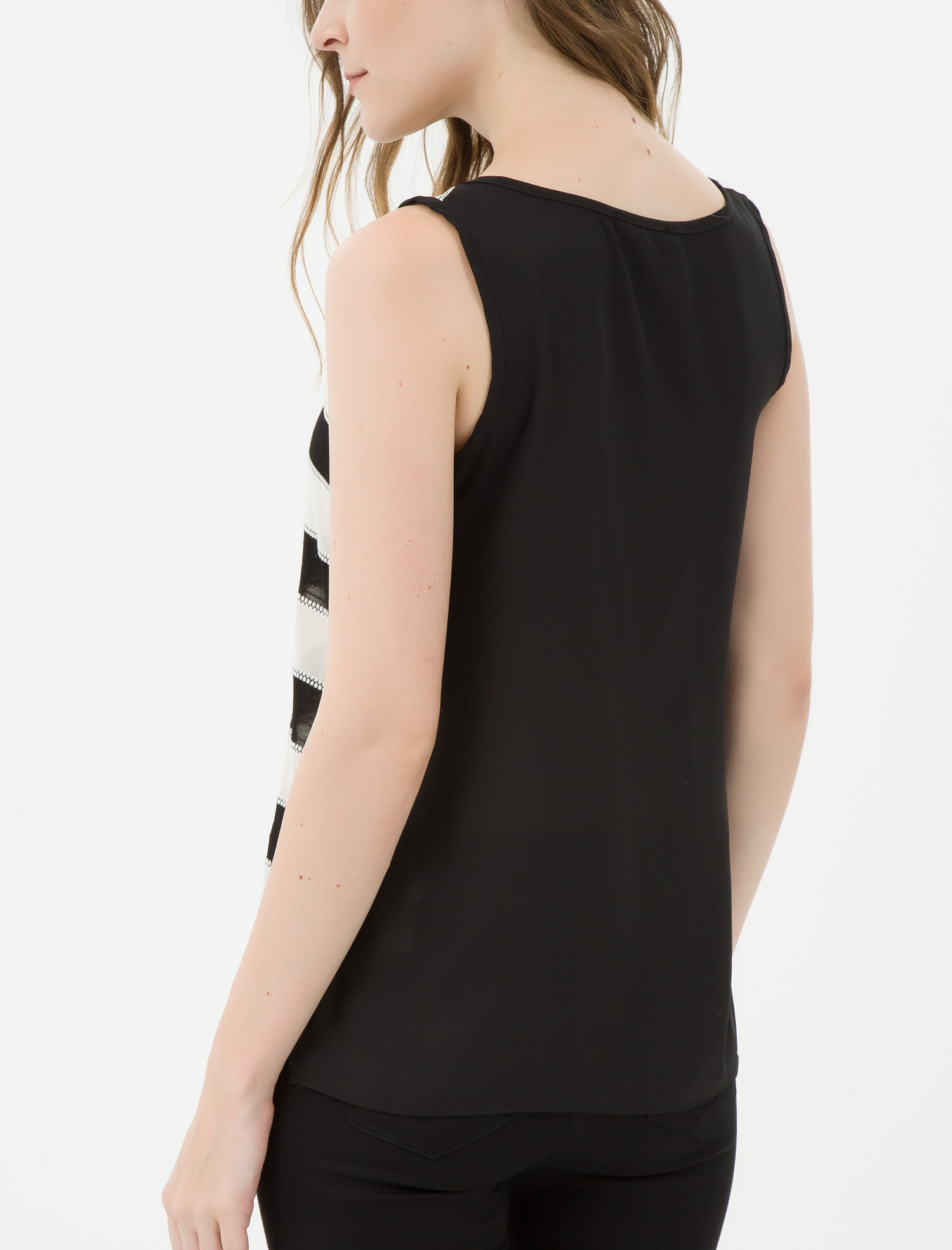   Çizgili Kolsuz Bluz