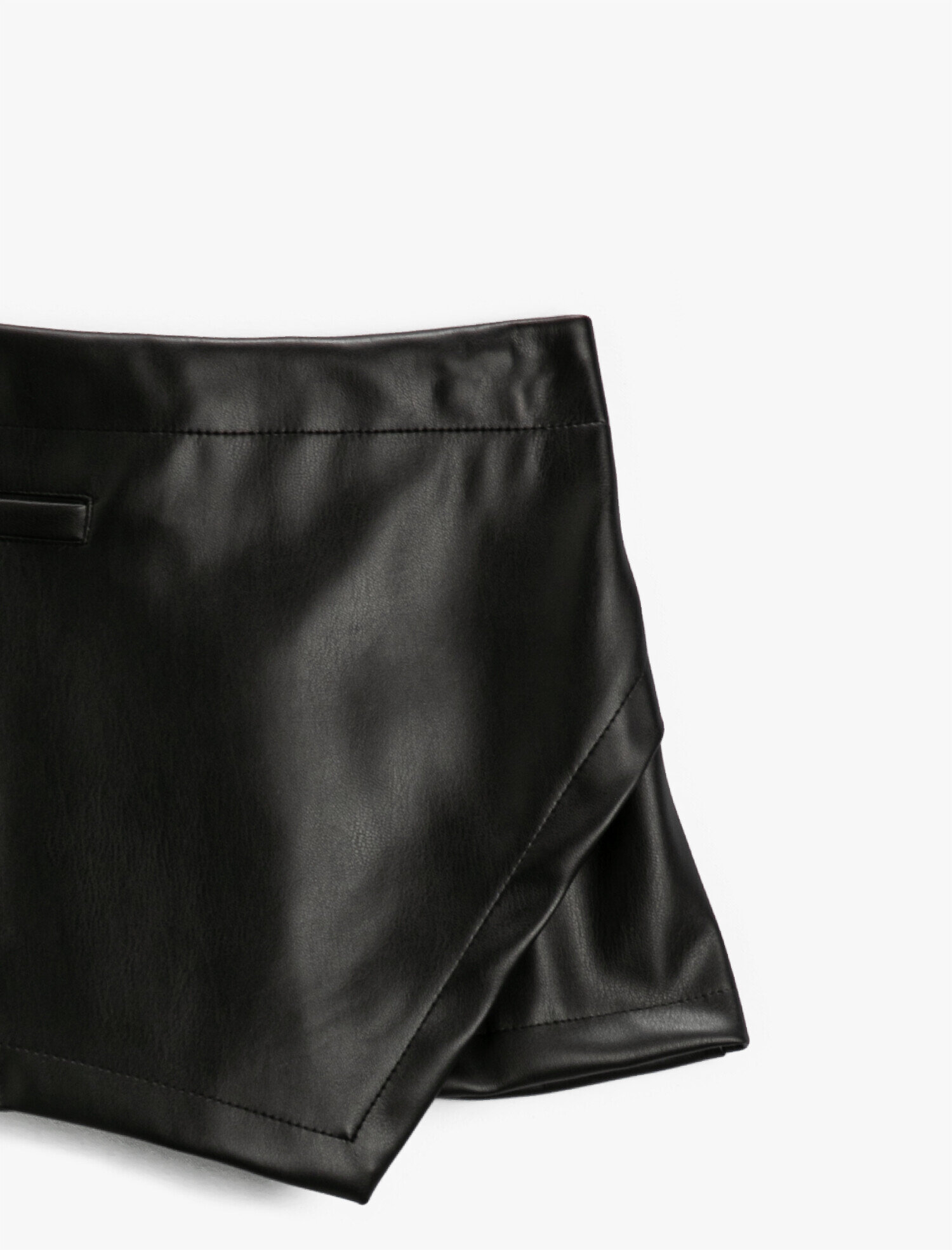  Kız Çocuk Mini Etek Asimetrik Kesim Suni Deri