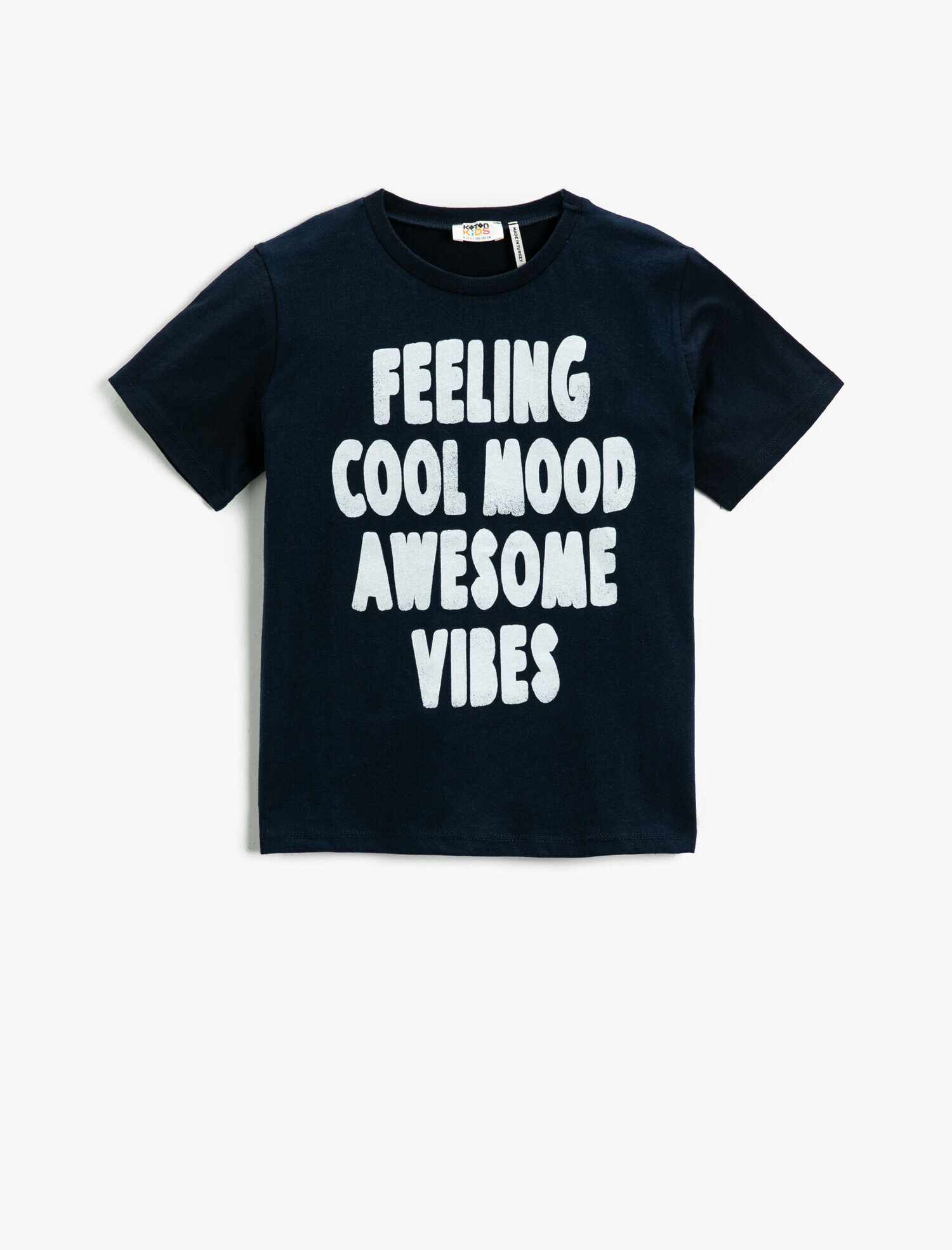  Erkek Çocuk Slogan Baskılı Kısa Kollu Tişört Pamuklu