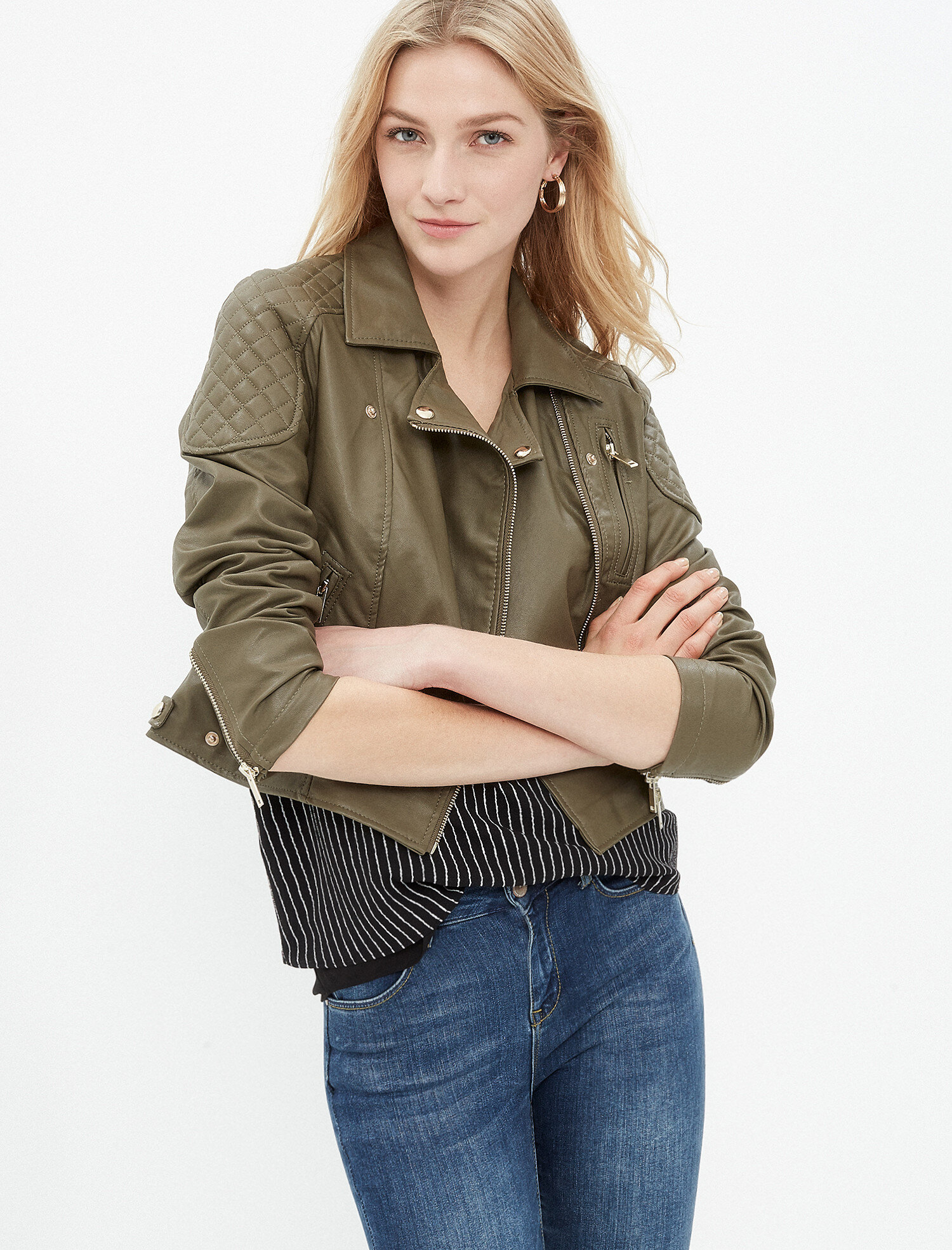   Deri Görünümlü Mont