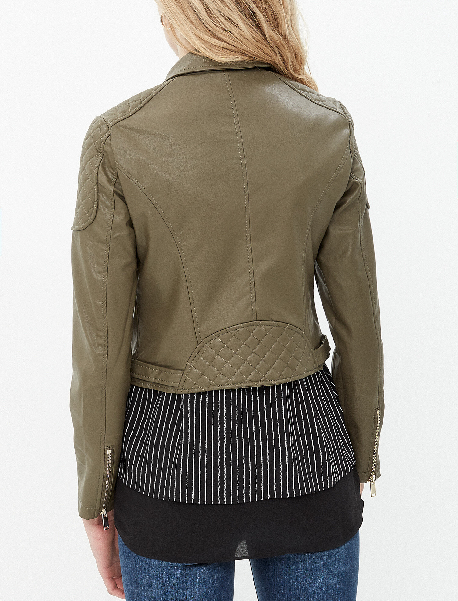   Deri Görünümlü Mont