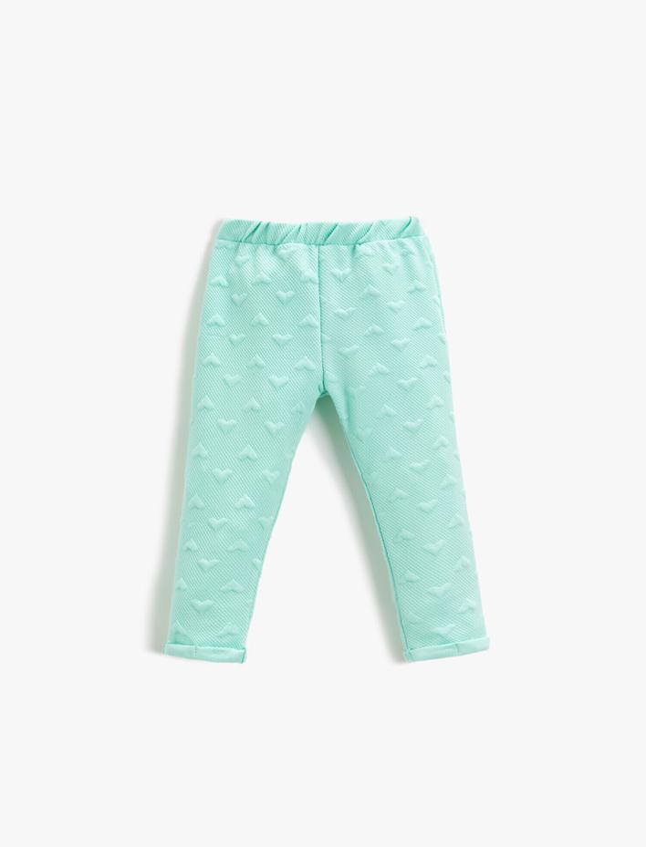 Kız Bebek Kabartmalı Kalp Baskılı Eşofman Altı