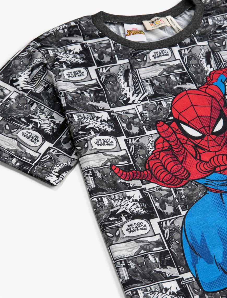  Erkek Çocuk Spiderman Lisanslı Baskılı Kısa Kollu Tişört