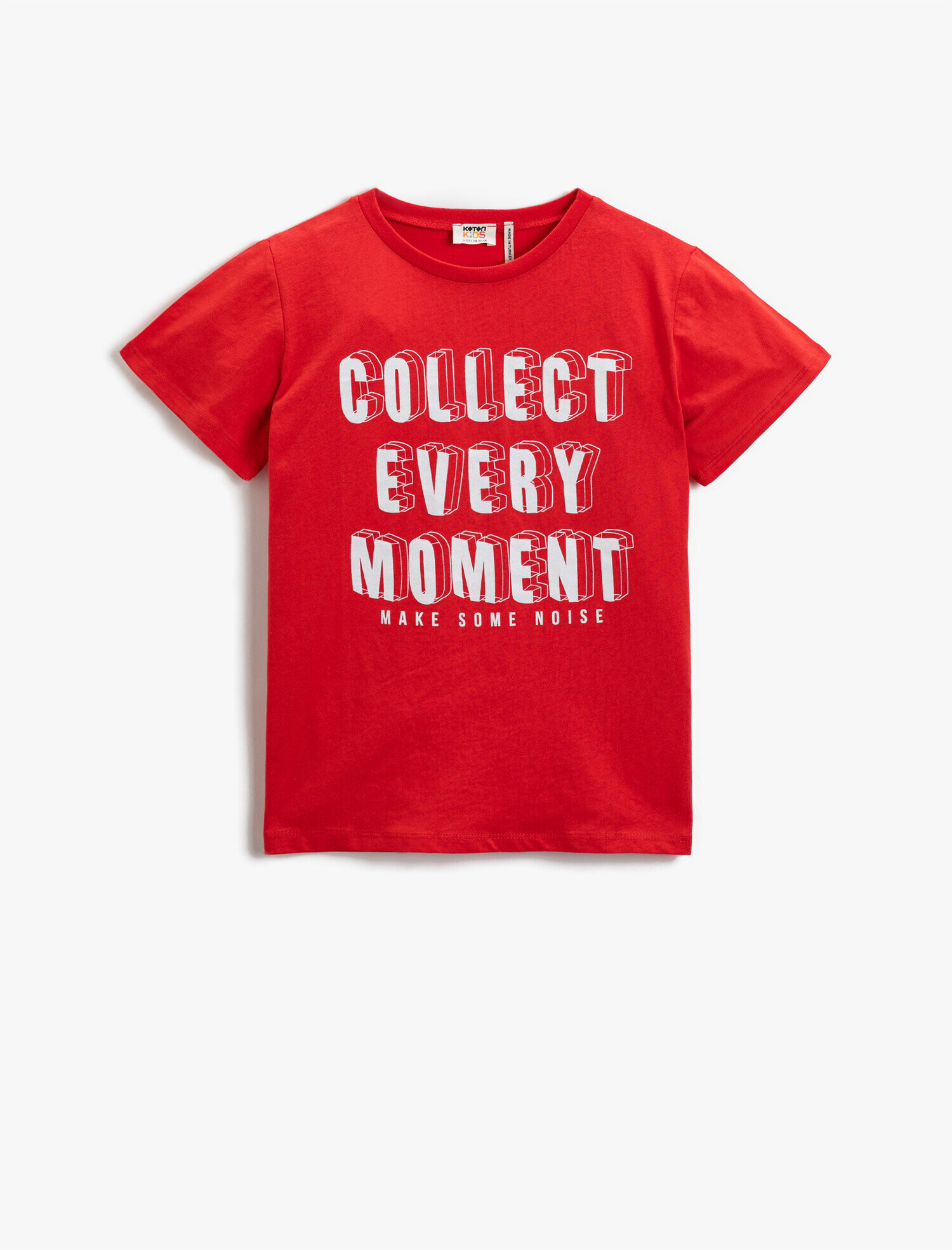  Erkek Çocuk Slogan Baskılı Kısa Kollu Tişört Pamuklu