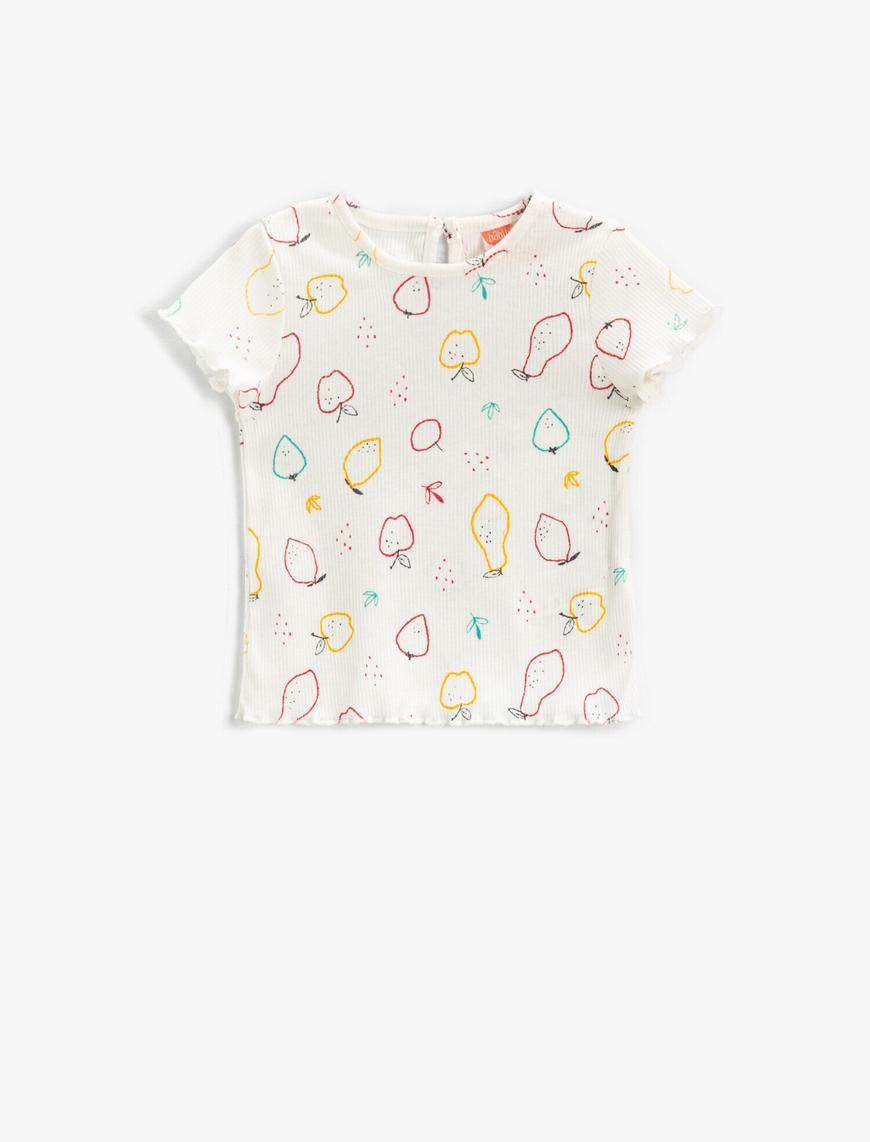  Kız Bebek Meyve Baskılı Kısa Kollu Tişört