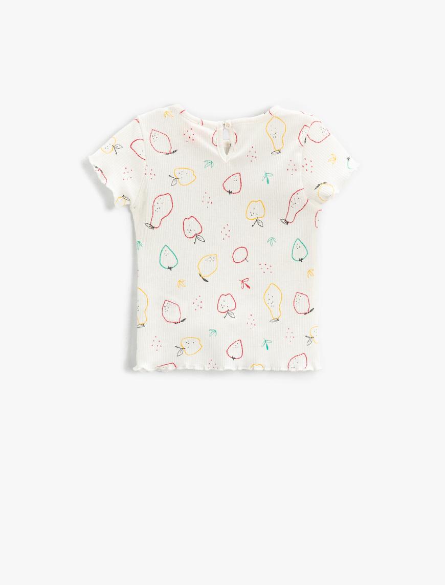  Kız Bebek Meyve Baskılı Kısa Kollu Tişört