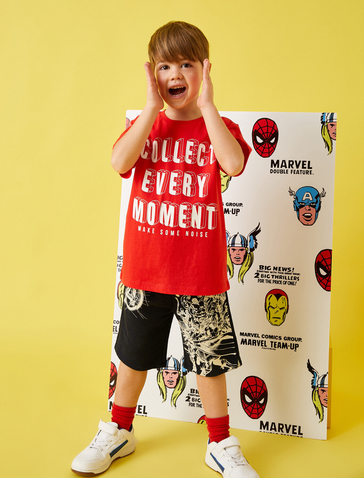  Erkek Çocuk Slogan Baskılı Kısa Kollu Tişört Pamuklu